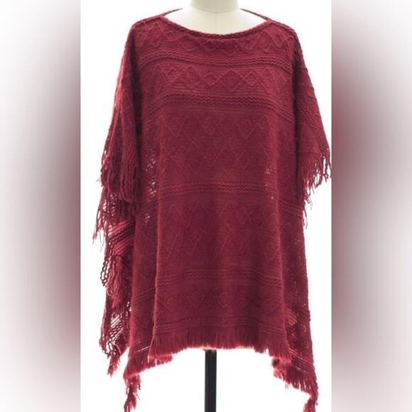 ZO ZO Sweaters - Woman’s ZOZO Red Sweater Poncho Small
